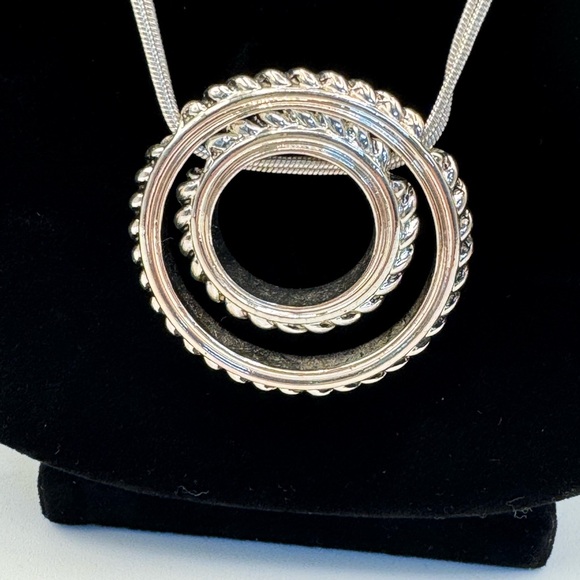 Dana Buchman Silver Double Circle Pendant Necklace - Picture 4 of 7